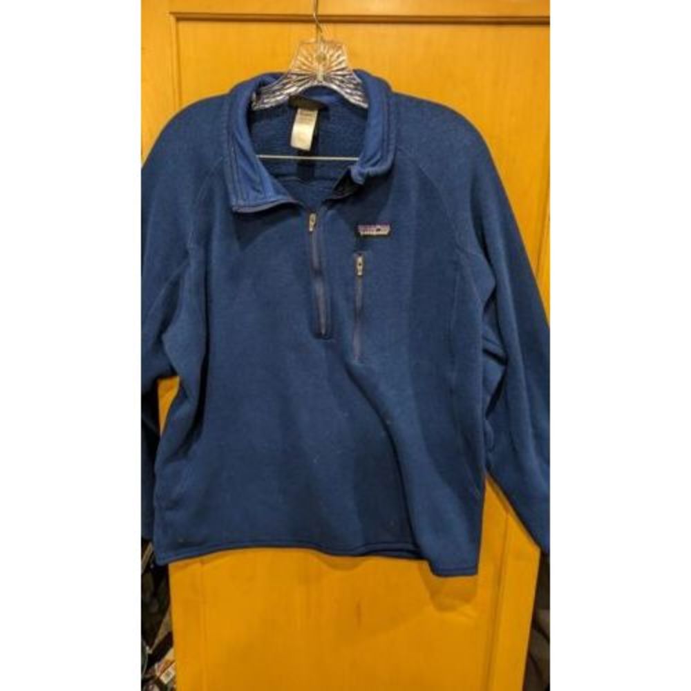 Patagonia Better Sweater Men's Large Blue Fleece Full Zip Logo Distressed Stain